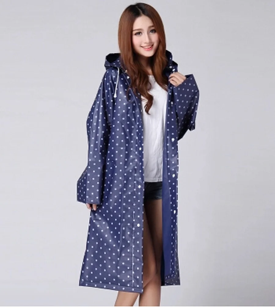 Длинный дождевик в горошек непромокаемое пончо для женщин одежда прогулок и