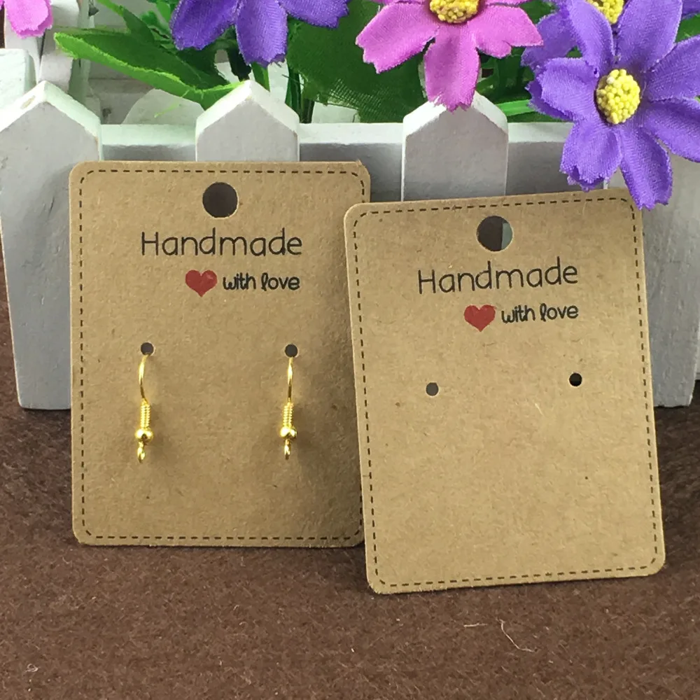 100 шт./лот крафт бумага кружева гребешок серьги карты ручной работы с &quotлюбовь&quot