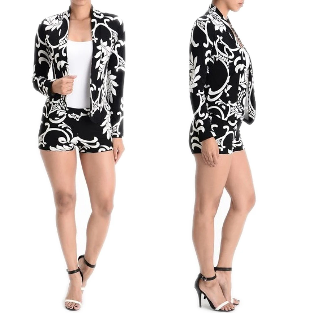 2017 Мода Осень Повседневная Печати 2 шт. набор женщины костюмы с длинным рукавом