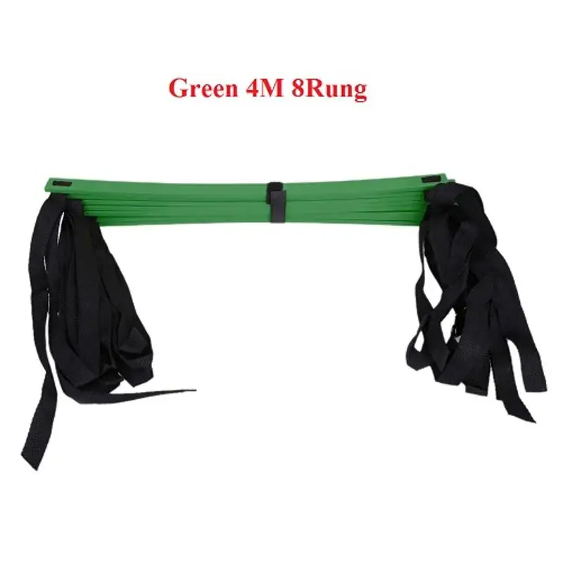 Green 4M 8Rung 6/7/8/12/14 стойки с нейлоновыми ремешками Координационная лестница обучение Лестницы футбол Футбол Скорость спортивные конструктор лестница спортивный инвентарь - Цвет: Green 4M 8Rung