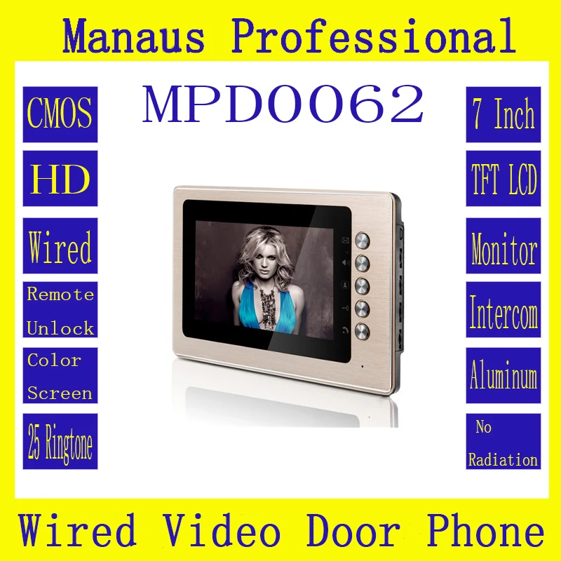 

Ultra clear 7 inch TFT LCD cable video intercom and LCD cable indoor monitoring intelligent digital video doorbell D62C