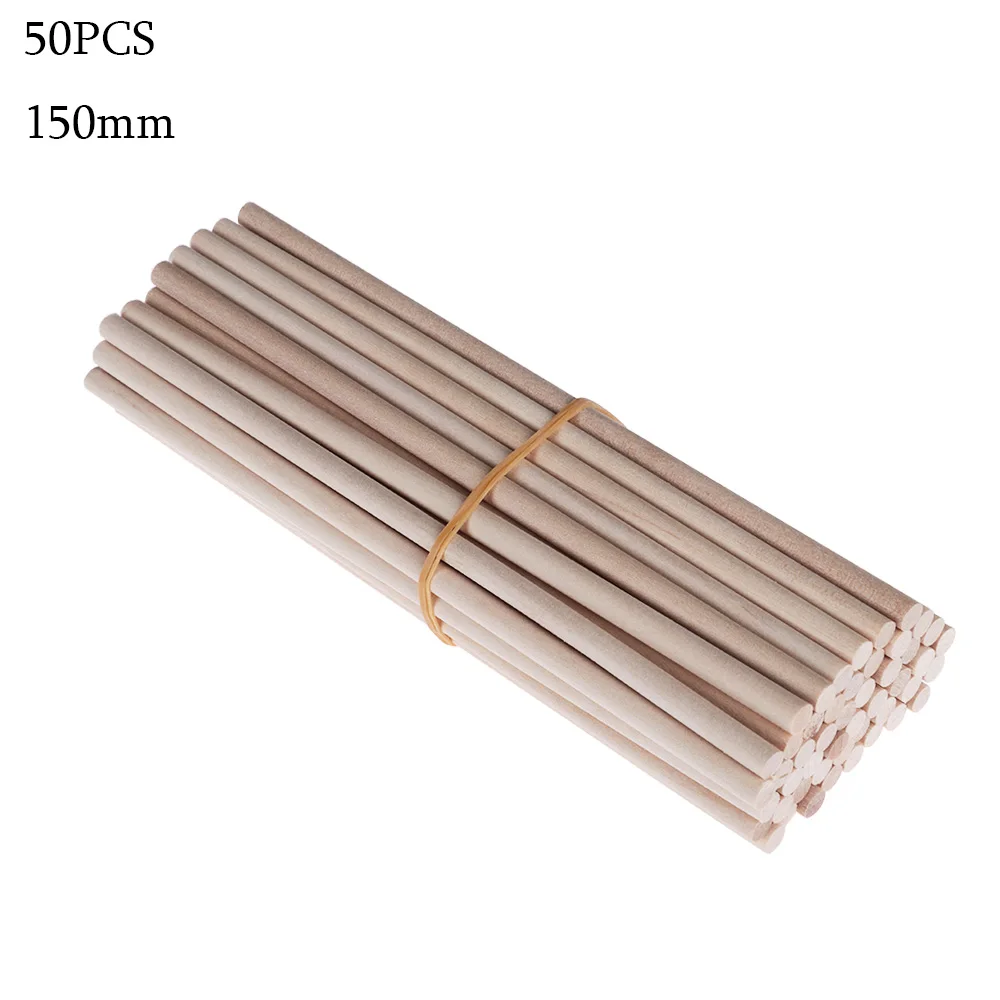 50pcs-150mm 80 мм/100 мм/150/mm 50 шт./упак. сосны круглые деревянные стержни палочки Премиум прочный деревянный дюбель для поделок модель здания Деревообработка - Цвет: 50pcs-150mm