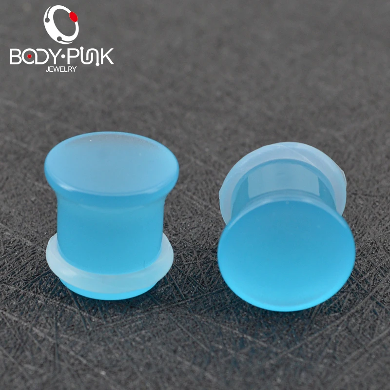 Тело панк ювелирные изделия синий акрил светится в темноте штекер для тоннелей
