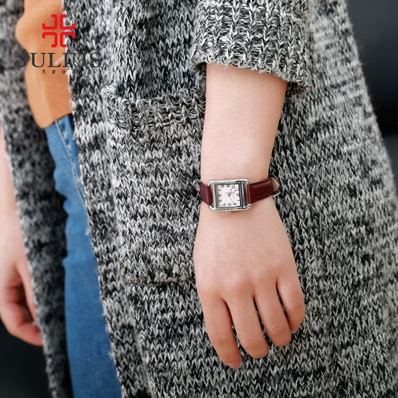 Бренд Julius Повседневная Женская мода серебро розовое золото прямоугольник