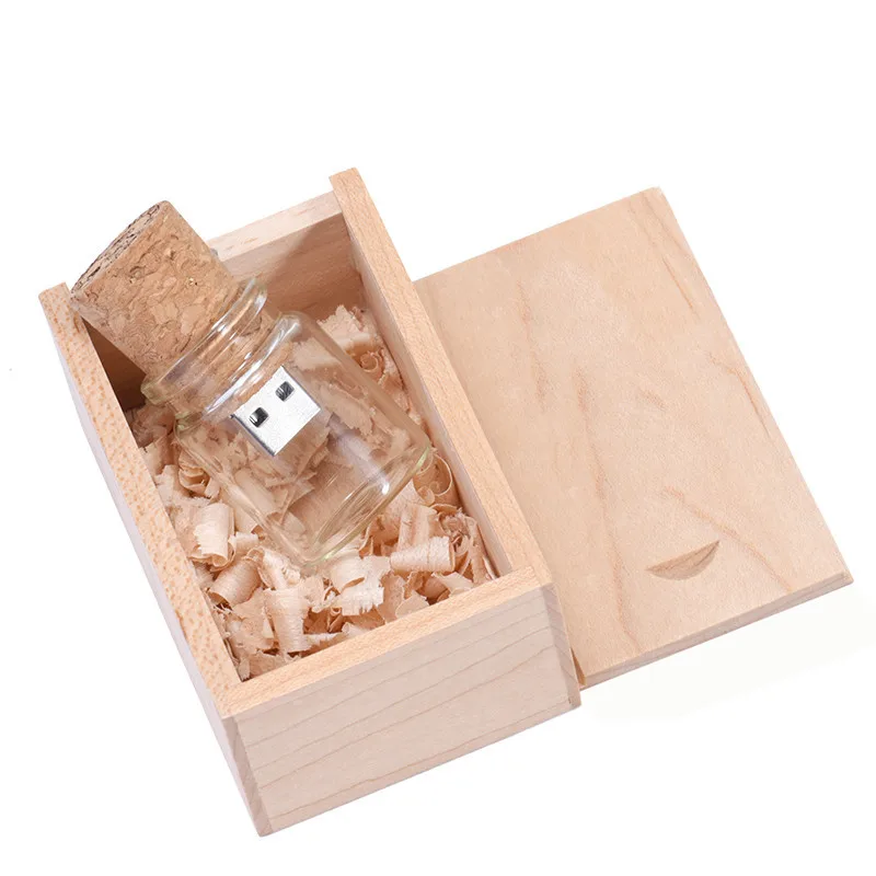 usb with box JASTER стеклянная бутылка с пробкой USB флэш-накопитель(прозрачный) ручка-накопитель 4 ГБ 8 ГБ 16 ГБ 32 ГБ 64 ГБ модная Подарочная бутылка подарок - Цвет: usb with box