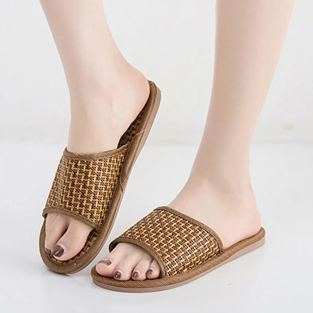 Тапки унисекс из ротанга натуральные тропические Ротанговые тапочки плетеная