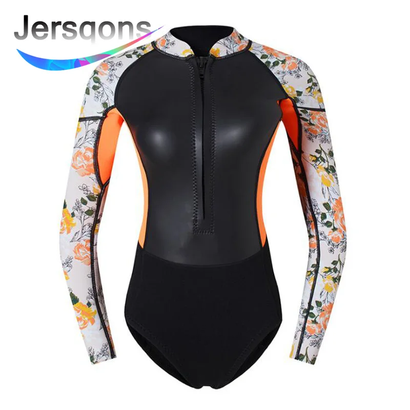 Jersqons 2 мм Для женщин Surf неопреновые гидрокостюмы для сёрфинга Одна деталь