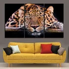 Модульная Картина на холсте, HD печать, для гостиной, 3 панели, с изображением животных, леопарда, для сна, для дома, декоративное настенное искусство