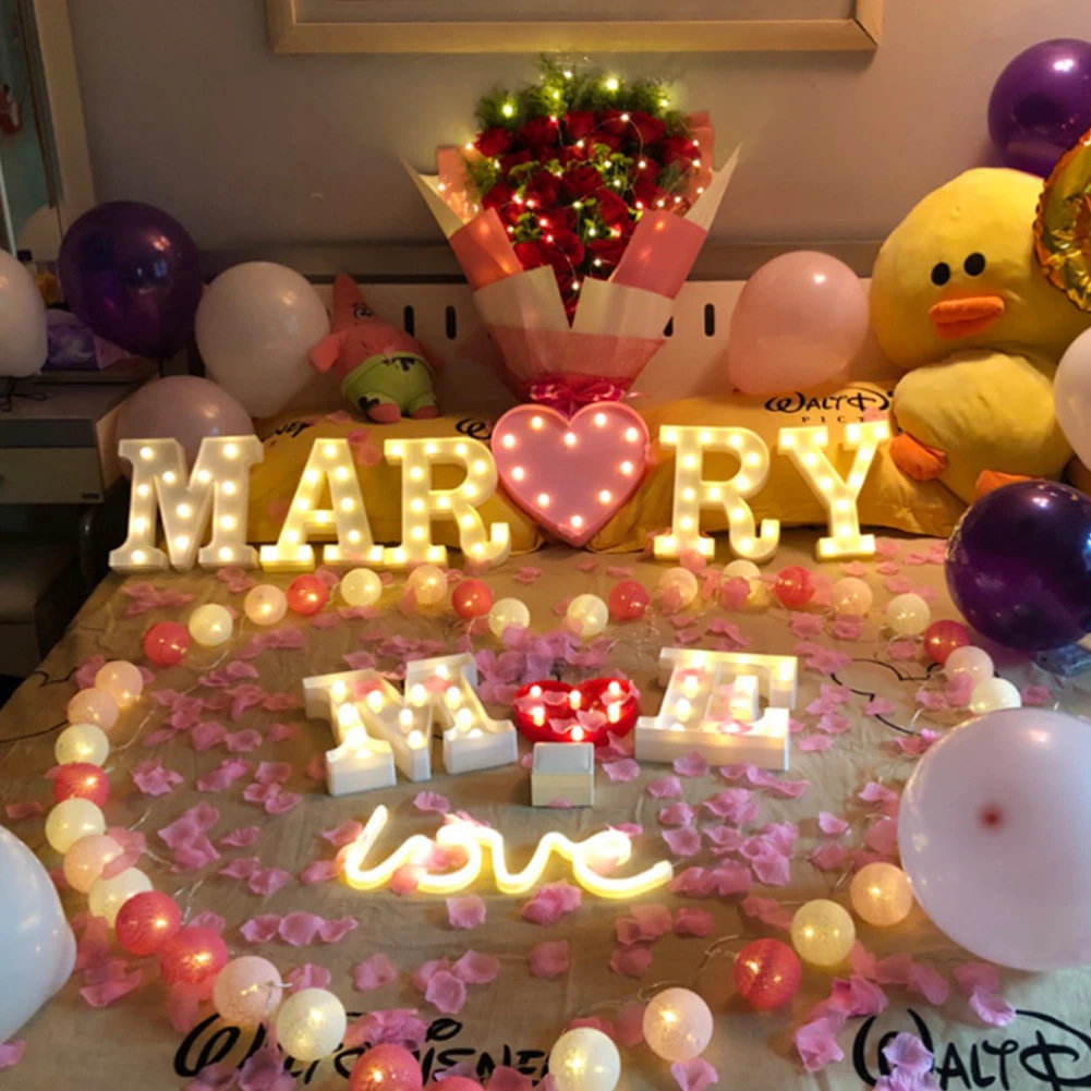 Letter Led Light Alphabet Night Lamp For Party Wedding Decor Wall Bed Room Bar Decoration K As Shown | Дом и сад