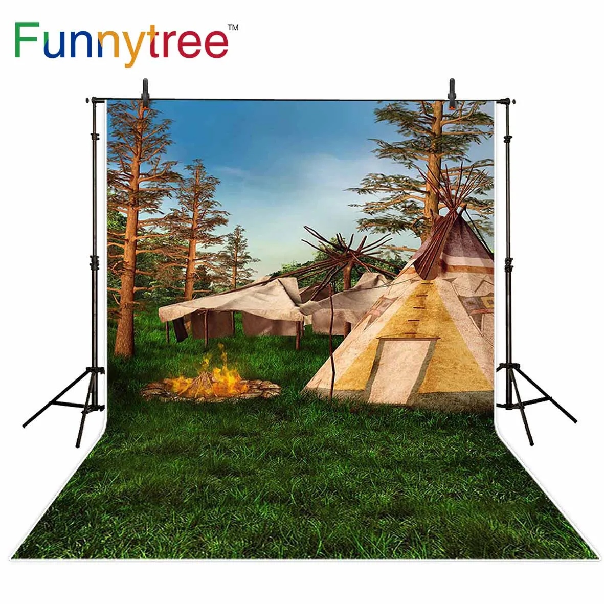 

Фоны Funnytree для фотостудии весенний лагерь лес палатка костра лесной фон для фотосъемки фотосессия Фотофон фотозона