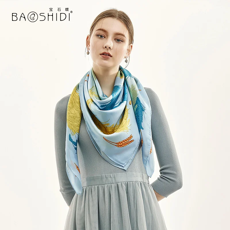 Женский шарф из 100% шелка BAOSHIDI толстый натурального 16 момме 106*106 см |