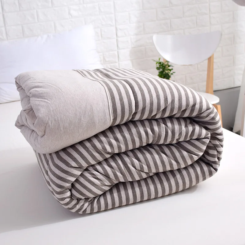 100% хлопок трикотажное одеяло в японском стиле полоску зимние толстые теплые