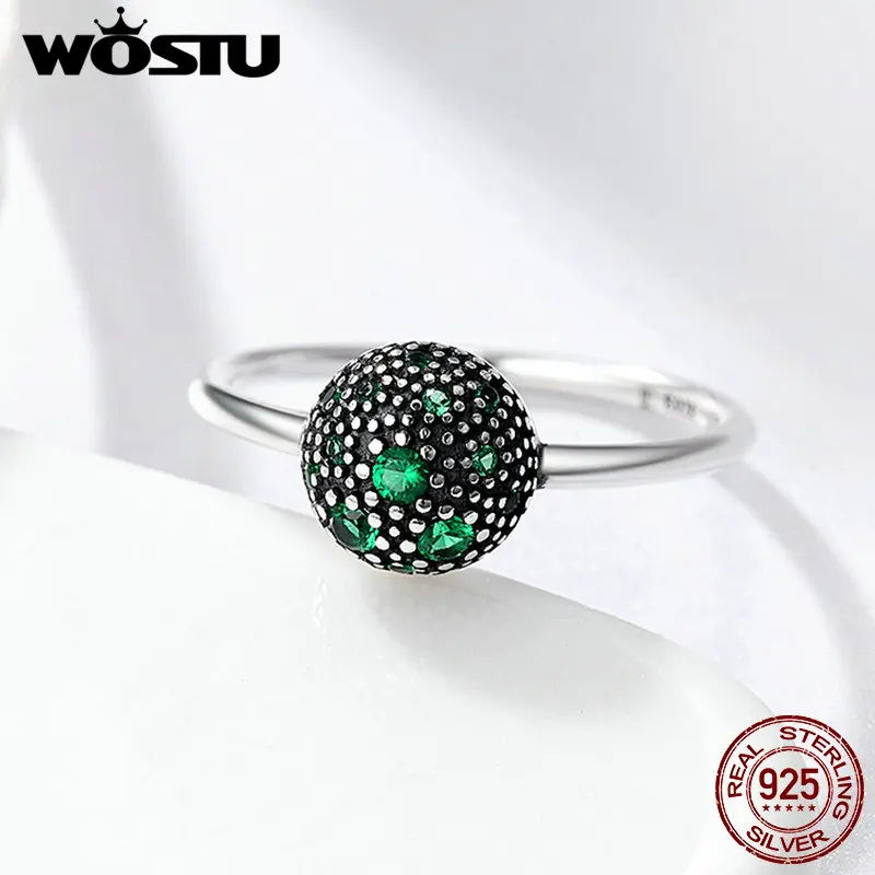 WOSTU, высокое качество, настоящее 925 пробы, серебряные океанские кольца с мозаичным орнаментом для женщин, Аутентичные ювелирные украшения для свадьбы, подарок CQR138
