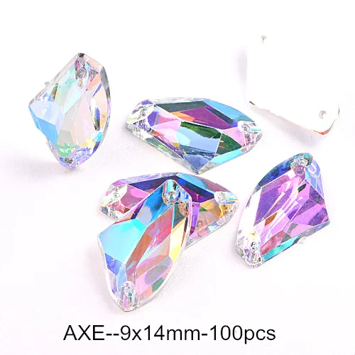 9x14mm--100pcs 9 размеров, 100 шт, лучшее качество, стразы из смолы, стразы с плоской задней стороной, стразы с отверстиями для одежды B0945 - Цвет: 9x14mm--100pcs