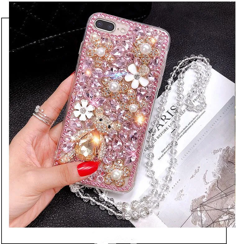 DIY Роскошный чехол для телефона с блестящими стразами и кристаллами медведем Huawei