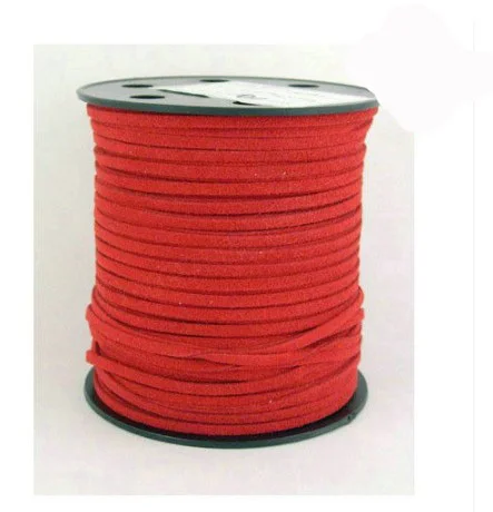 100 ярдов/рулон красный плоский искусственный замшевый бархатный кожаный шнур + 3