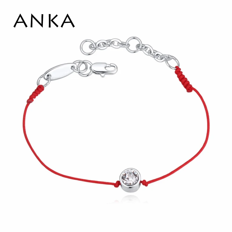 Кристаллы из австрийских тонкая красная веревочная нить браслет с родием
