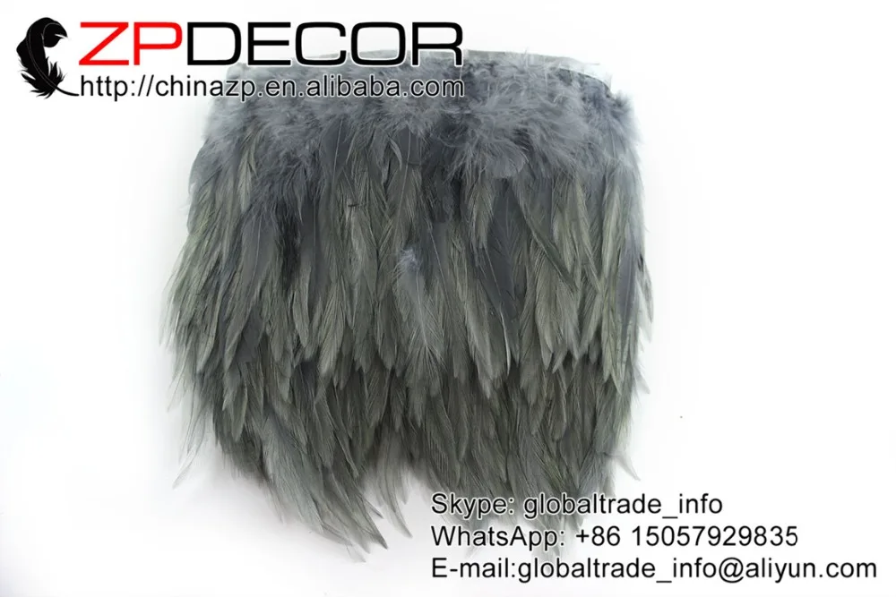 

ZPDECOR 10Yard/lot 5-6 inch Handwork Premium Gray Dyed Wholesale Strung Chicken Saddle Feathers Fringe For Women Dress