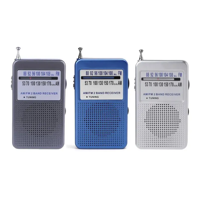 Синий/серебристый/серый Портативный AM/FM 2 диапазона Цифровой Дисплей карманный радиоприемник с поддержкой стерео режим