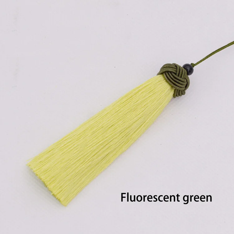 Fluorescent green 12 шт./лот, 9 см, кепка с ананасом, кисточки с висячим канатом, шелковое шитье, декоративная кисточка для штор, украшение дома - Цвет: Fluorescent green