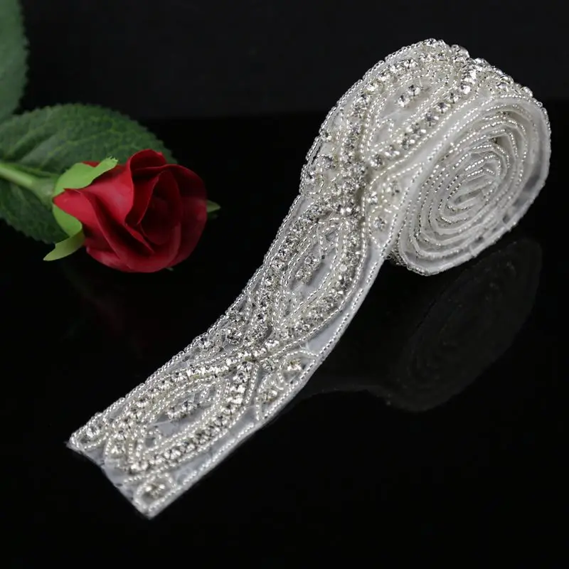 1 ярд Свадебная аппликация стразы отделка high end пояс повязка на голову &quotсделай