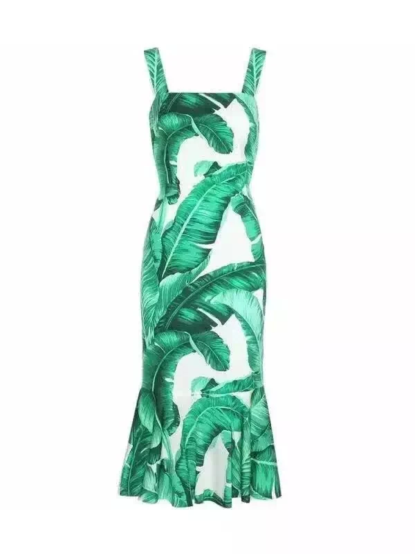 Женская обувь Сезон лето Подиумная модель в стиле ретро с принтом миди платье