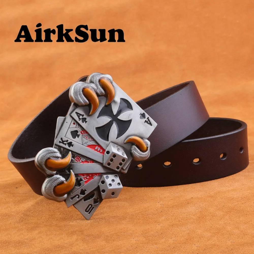 AirkSun2017 панк игральные карты пряжки для мужчин Cowskin Soild мужские s армейские ремни