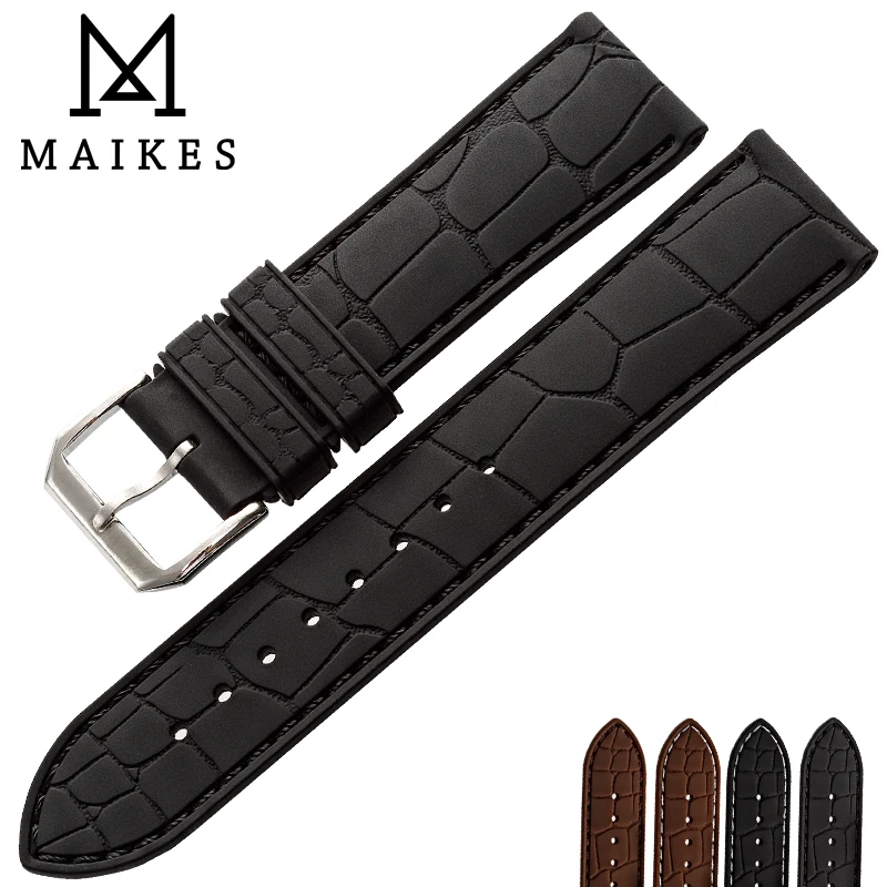 MAIKES сменный ремешок для часов коричневый черный силиконовый спортивного