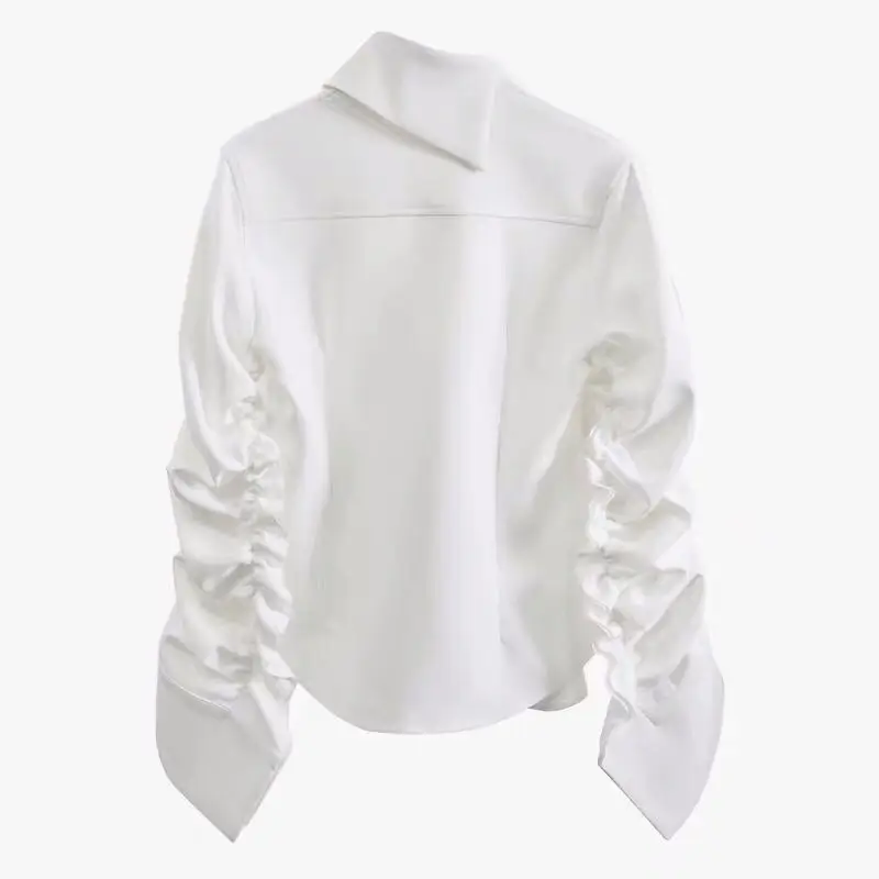 Новинка весна-осень 2020 Модная белая Асимметричная блузка Женская Офисная