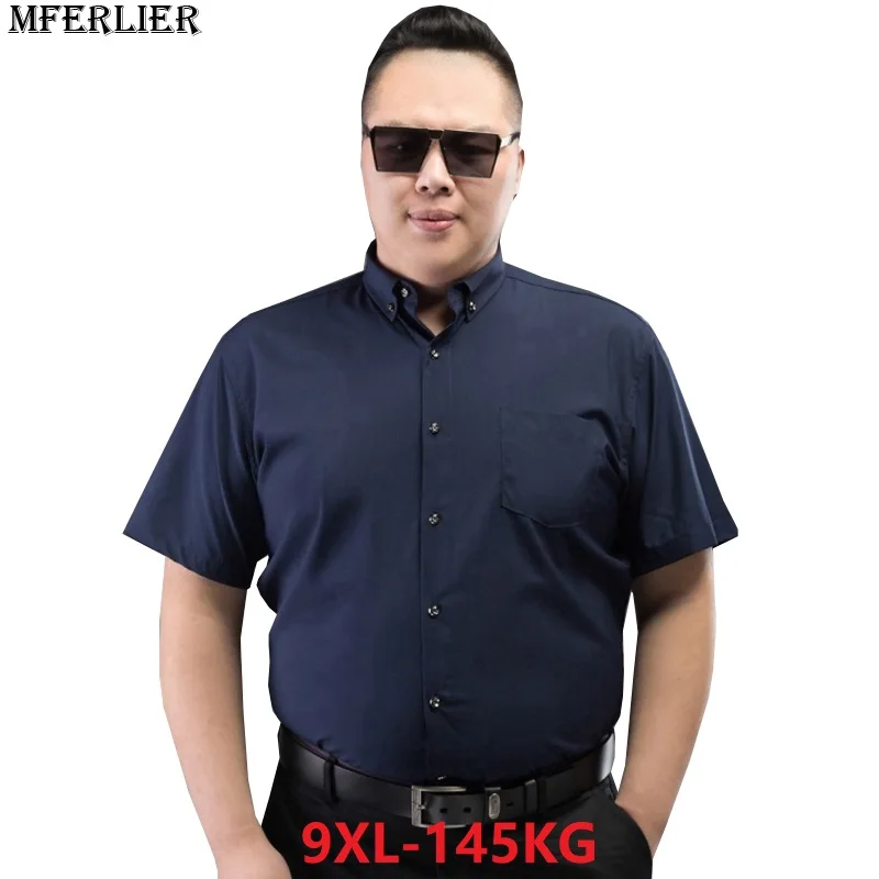 

summer men formal shirt 8XL short sleeve large plus size big size shirt wedding business casual 5XL 6XL 7XL 9XL shirts cotton