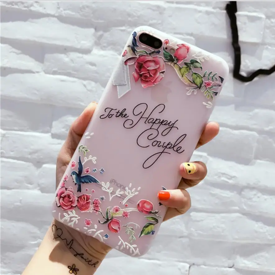 Силиконовый чехол для телефона с цветами для iPhone 7, 8 Plus, XS Max, XR, 3D, розовый, цветочный чехол s для iPhone X, 6 S, 6 S Plus, 5 SE, мягкий чехол из ТПУ