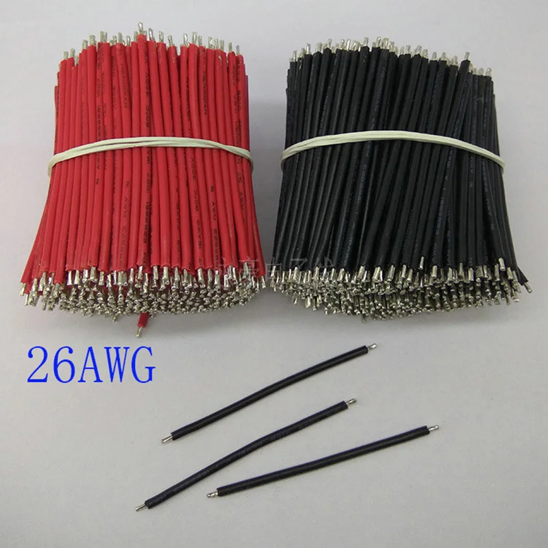 

1000/PCS, 40mm electronic components, 80degree 26AWG black and red tin electronic cable, DIY panel cable, free shipping