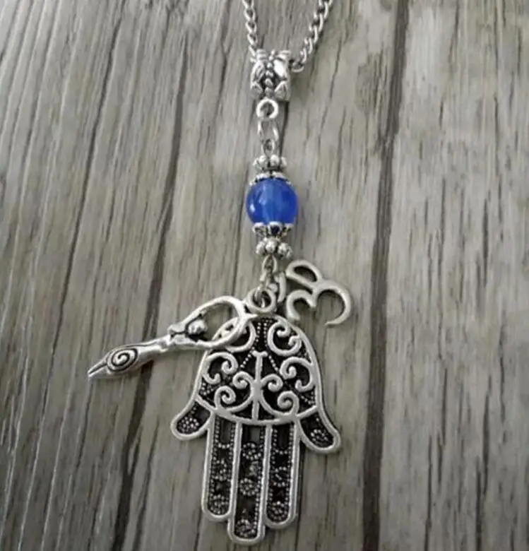 Модные Винтажные Подвески Hamsa с символом руки фертильности богини Ом Йога дзен 3D