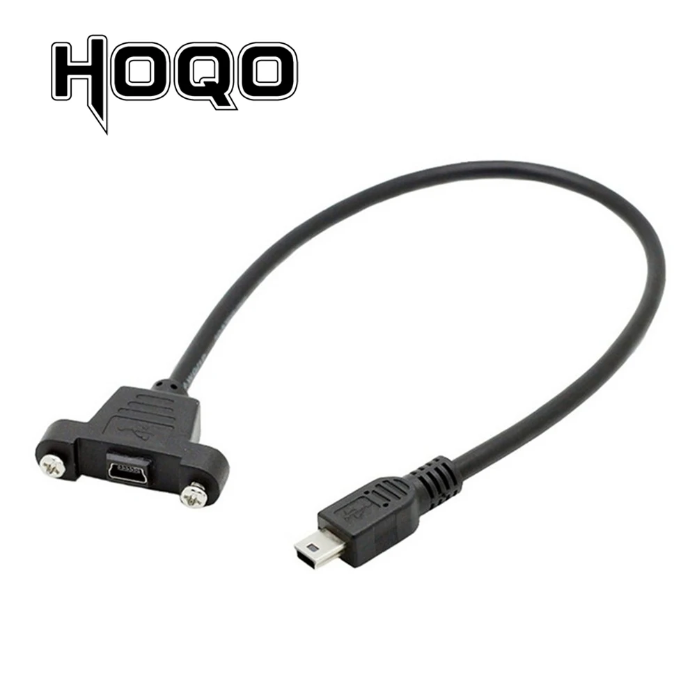 

Panel Mount Mini USB Scoket USB Mini-B 5Pin Connector Male to Female Extension Cable with screw terminal flush 30cm 50cm 1 ft