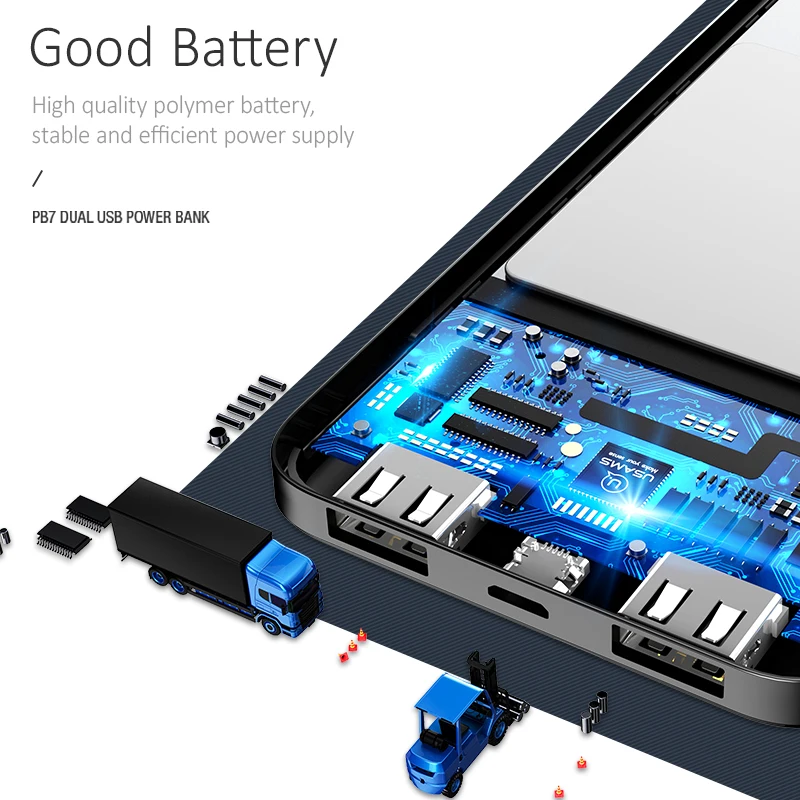 USAMS портативный внешний аккумулятор 10000 мАч тонкий для iPhone Xiaomi huawei Oneplus Dual USB