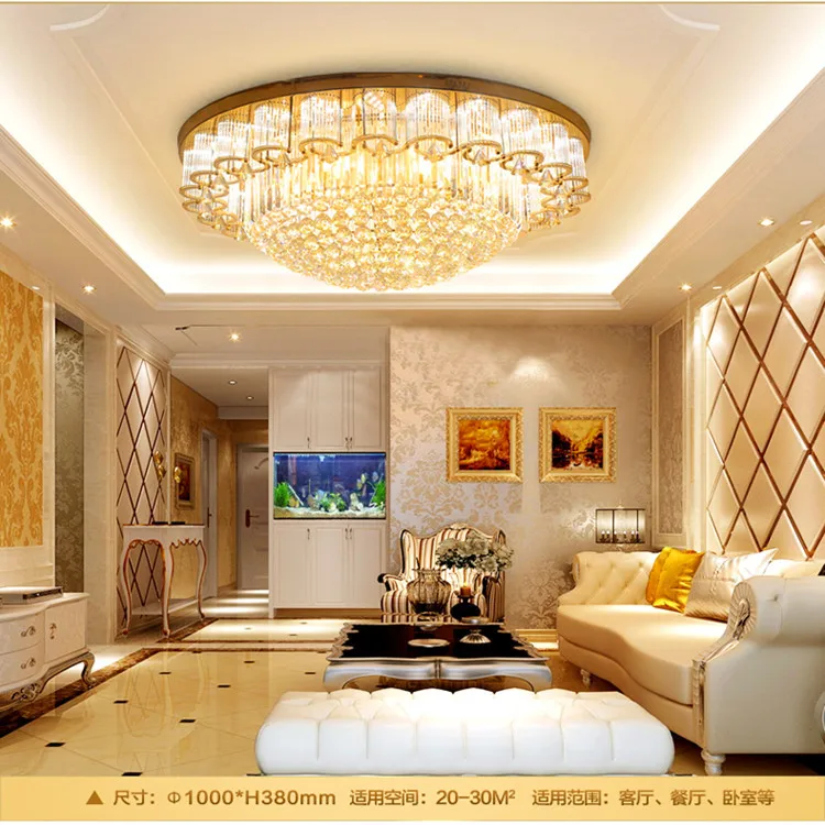 Круглая лампа для гостиной хрустальная европейская потолочная роскошная