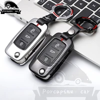 zinc alloy car key case cover for vw jetta golf beetle passat polo bora 23 button turn key protect accessories