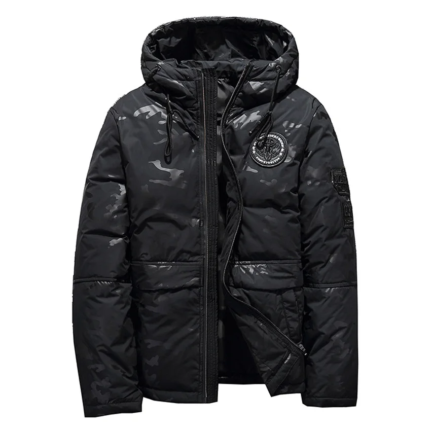 2018 брендовая камуфляжная зимняя куртка на утином пуху мужская Толстая Теплая