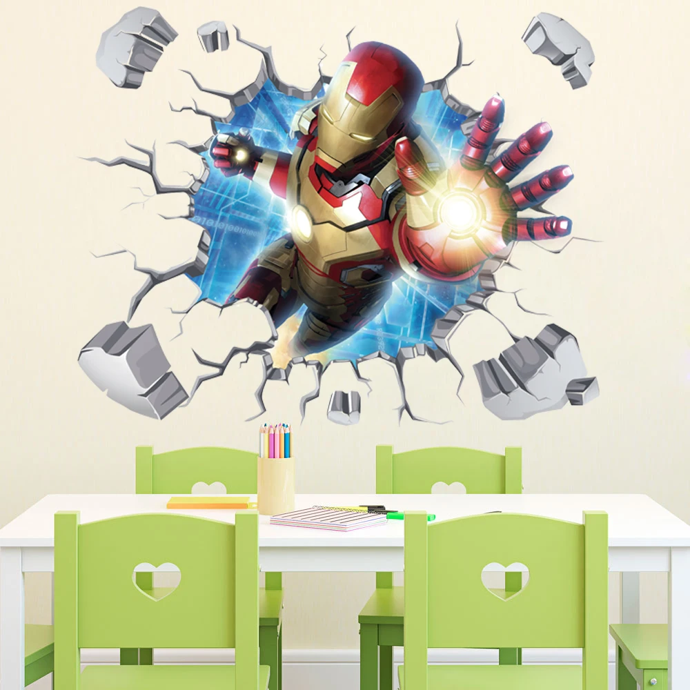3D Наклейка на стену IRONMAN виниловая художественная домашняя спальня Марвел плакат Мстители Халк Тор