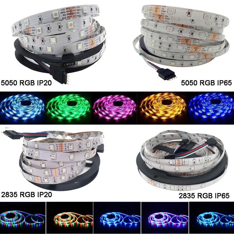 GBKOF SMD RGB Светодиодная лента 5050 2835 10 м 5 rgb светодиоды Диодная гибкий контроллер DC 12