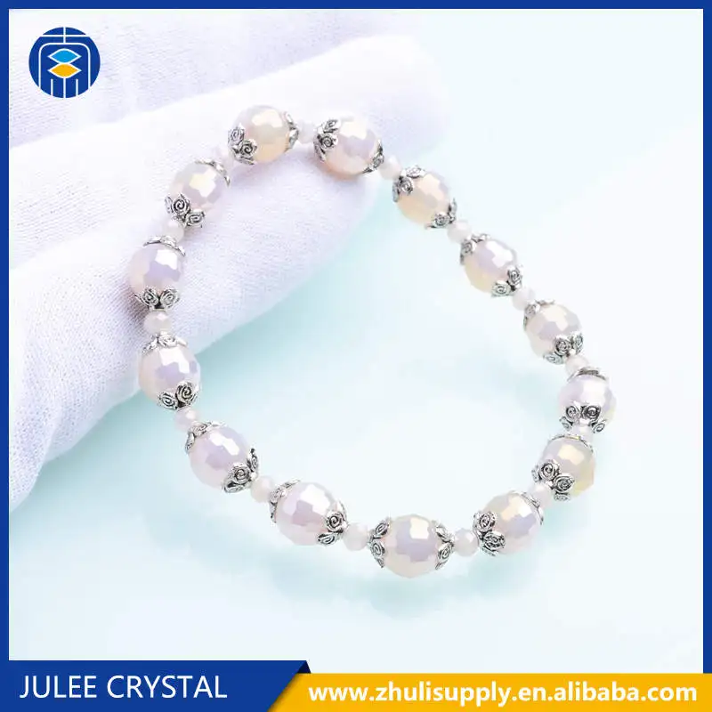 Женские классические бусы JuleeCrystal 8 мм браслет с металлическим цветком и