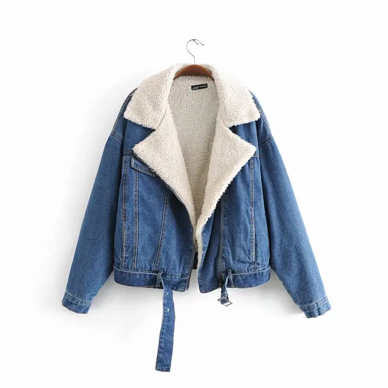 

European and American fashionable lamb wool denim jacket