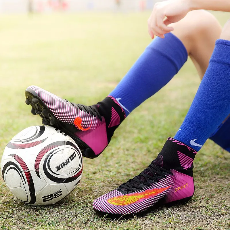 Мужские футбольные бутсы de soccer шипы с высокой лодыжкой детские футбольные бутсы носок с шипами бутсы футбольная обувь кроссовки размер 35-44