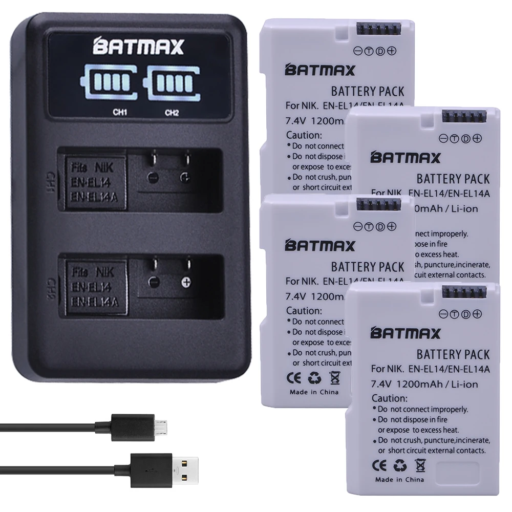 Аккумулятор для фотоаппарата Batmax двойное зарядное устройство USB Nikon D300 D5600 D5300 D5200