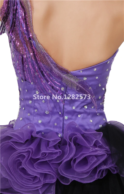 Bling vilot и черное коктейльное платье Высокая Низкая одно плечо Коктейльные платья