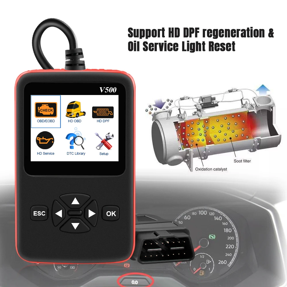 Автомобильный Obd2 сканер V500 HD Диагностика тяжелых грузовиков считыватель кодов
