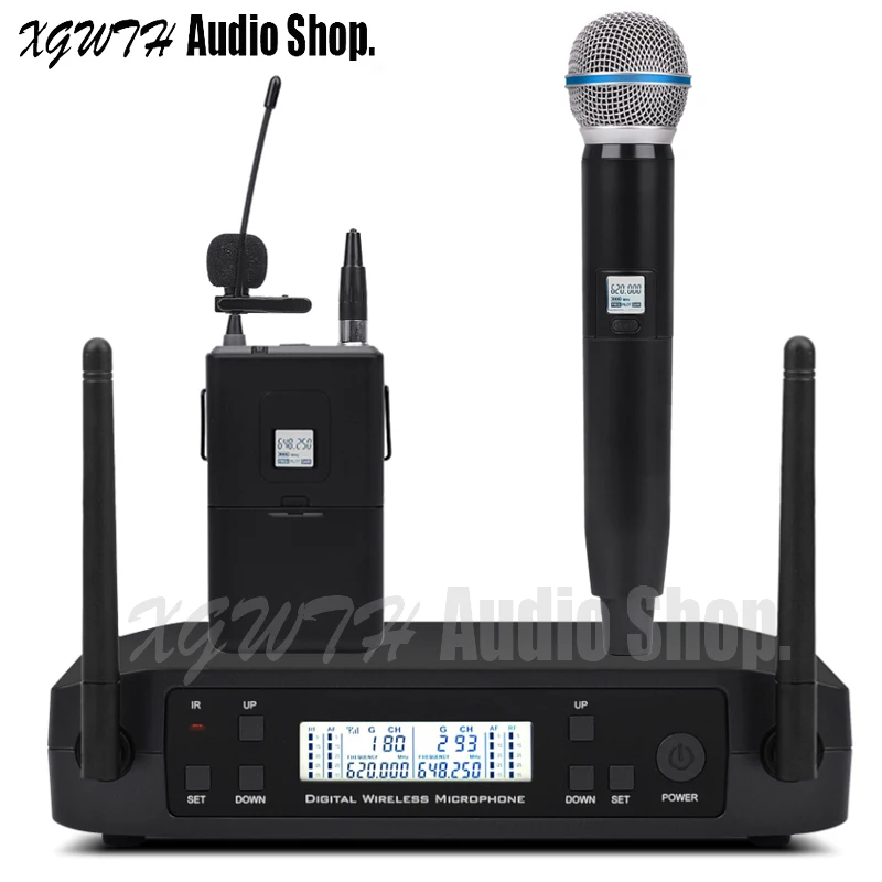 UHF GLXD4 Караоке ручной музыкальный инструмент Bodypack беспроводной микрофон 2 канала