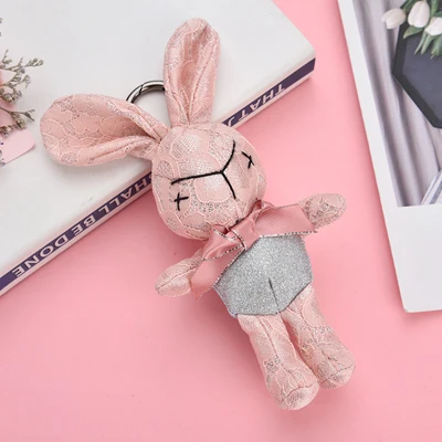 pink Кролик брелоки милые брелоки животных Брелоки держатель для женщин сумка Porte Clef талисманы автомобиль брелок llaveros подарок 048WA - Цвет: pink