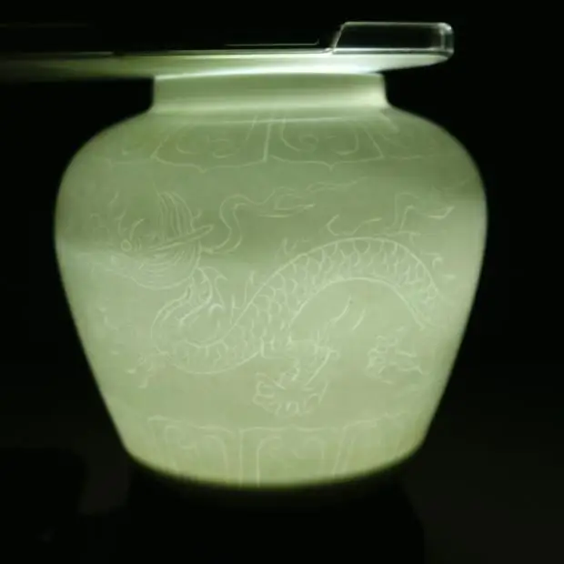 

Antique QingDynasty porcelain pot,white glaze dark engraved dragon cans,hand painted crafts,Decoration,Collection&Adornment