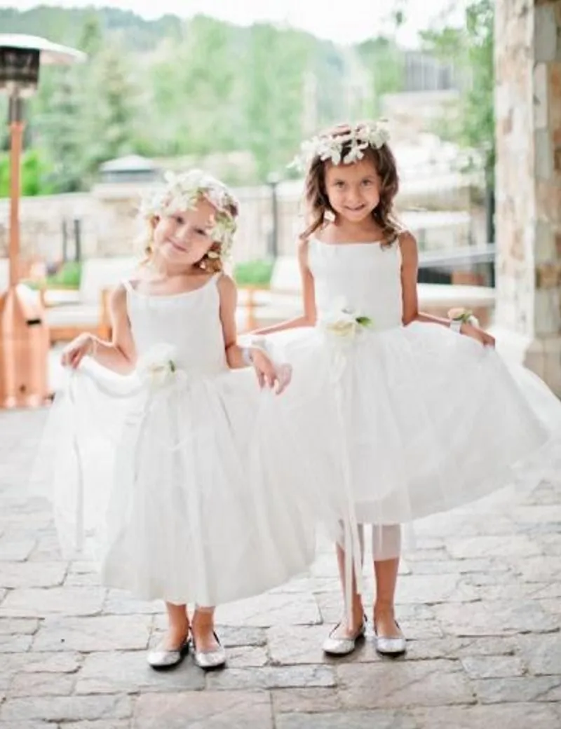

2016 Lovely Cute Girls Dress Scoop Sleeveless Ball Gown Floor Length Ruffle Organza Flower Girls Dresses Sash Girl Party Gown